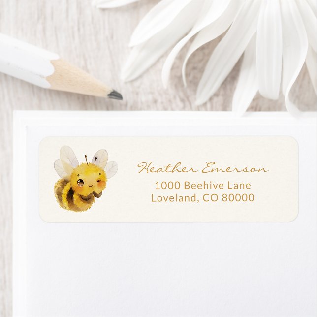 Étiquette d'adresse de retour d'abeille (Cute Bee Return Address label by Painted Paperie
)