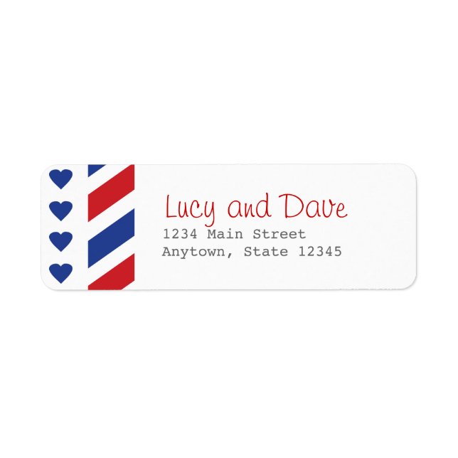 Étiquette d'adresse de retour d'Airmail avec coeur (Devant)