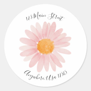 Étiquette d'adresse de retour daisy rétro bohème