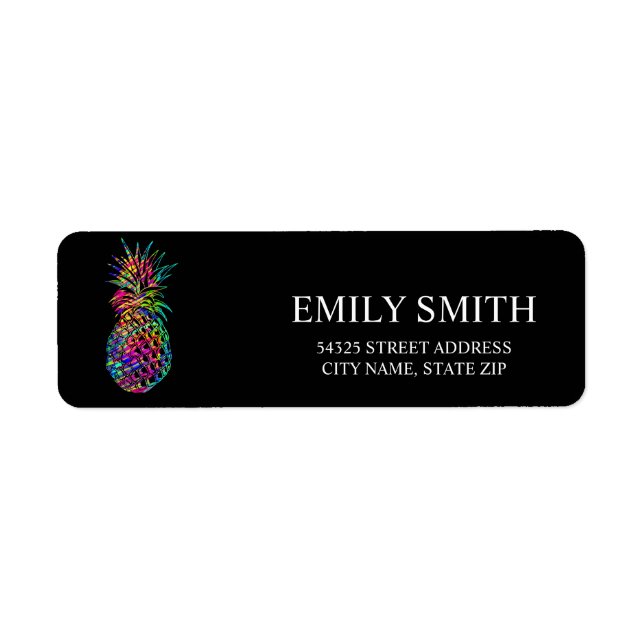 Étiquette d'adresse de retour d'ananas moderne (Devant)