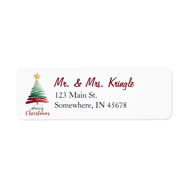 Étiquette d'adresse de retour d'arbre de Noël à co (Devant)