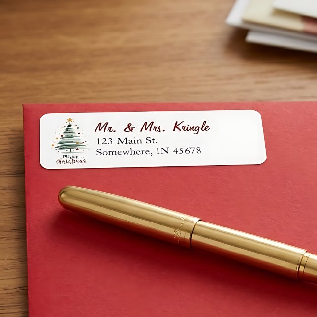Étiquette d'adresse de retour d'arbre de Noël cont (Créateur téléchargé)