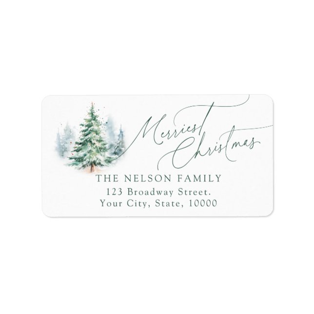 Étiquette d'adresse de retour d'arbre de Noël de s (Devant)