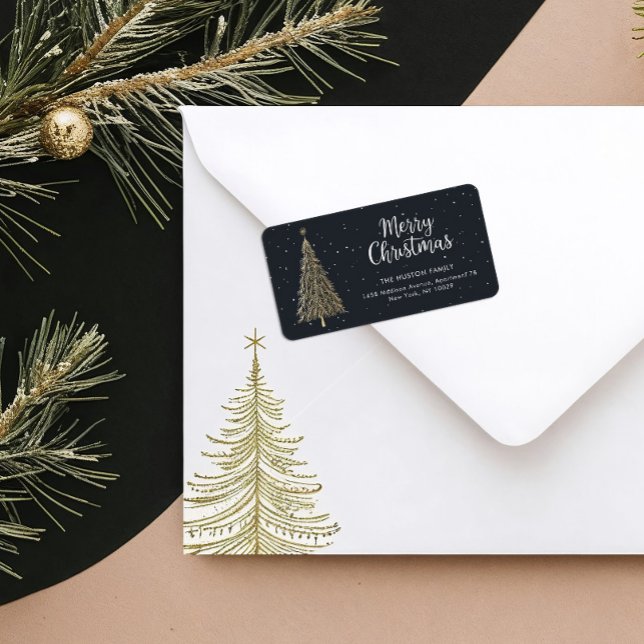 Étiquette d'adresse de retour d'arbre de Noël en o (Créateur téléchargé)