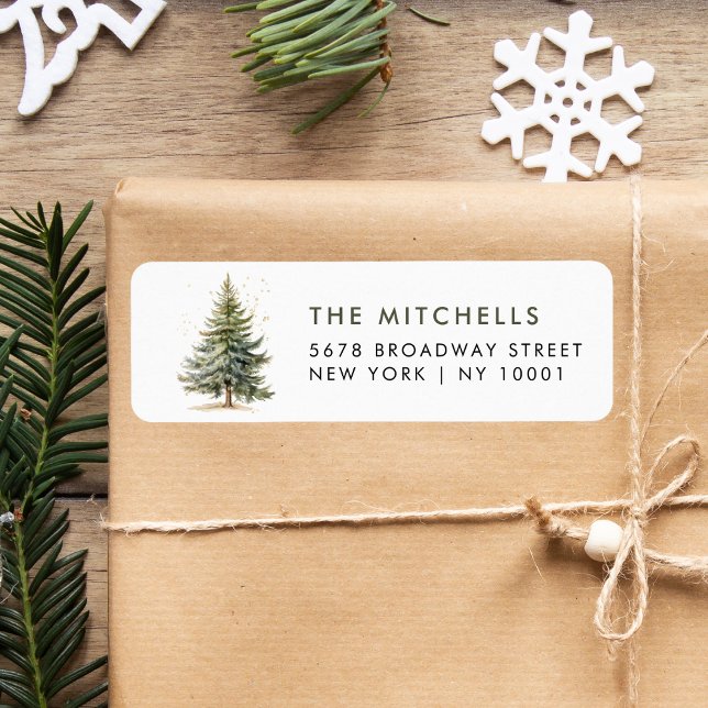 Étiquette d'adresse de retour d'arbre de Noël pin  (Créateur téléchargé)