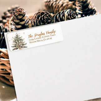 Étiquette d'adresse de retour d'arbre de Noël rust
