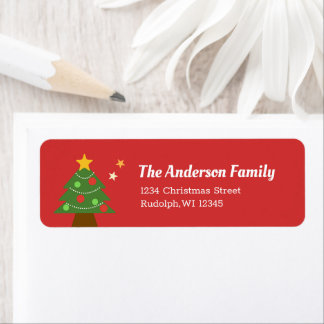 Étiquette d'adresse de retour d'arbre de Noël Very