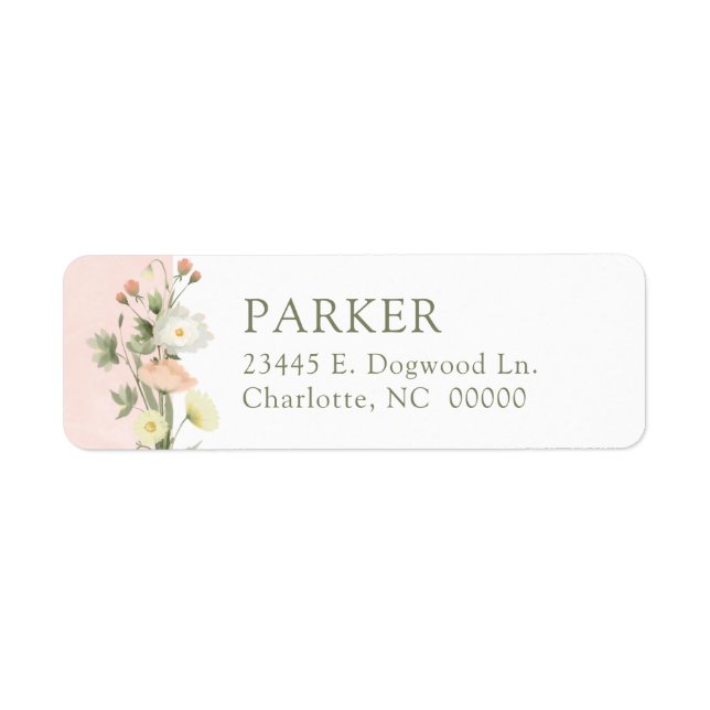 Étiquette d'adresse de retour de Baby Shower Fleur (Devant)