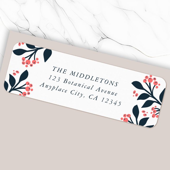 Étiquette d'adresse de retour de baie botanique |  (Botanical berry return address labels for everyday mail, special occasions or seasonal mailing)