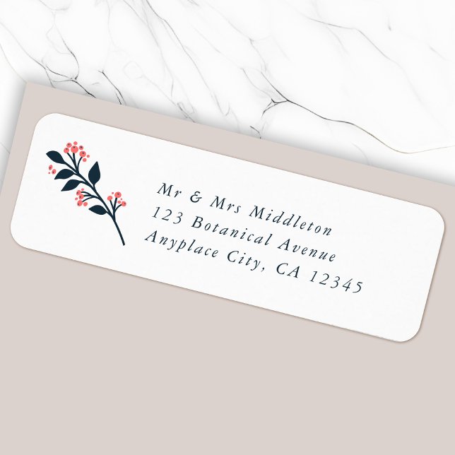 Étiquette d'adresse de retour de baie botanique |  (Botanical berry chic return address labels for everyday mail, special occasions or seasonal mailing)
