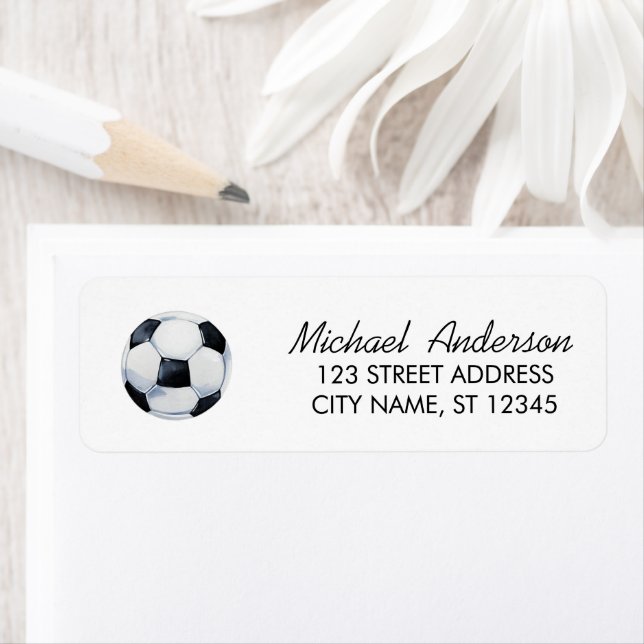 étiquette d'adresse de retour de ballon de footbal (En situation)