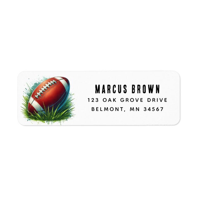 Étiquette d'adresse de retour de ballon de rugby (Devant)