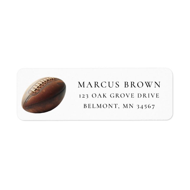 Étiquette d'adresse de retour de ballon de rugby a (Devant)
