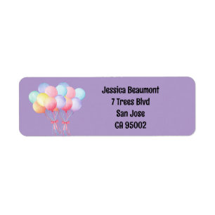 Étiquette d'adresse de retour de ballons mignons