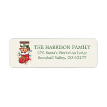 Étiquette d'adresse de retour de bas de Noël Chibi