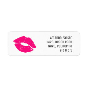 Étiquette d'adresse de retour de bâton rose Baiser
