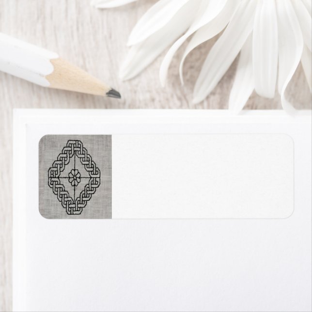 Étiquette d'adresse de retour de broderie Blackwor (En situation)