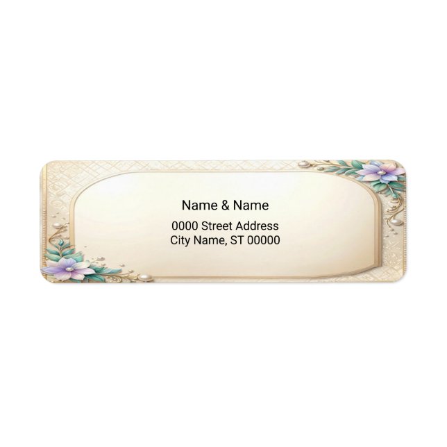 Étiquette d'adresse de retour de cadre floral déco (Devant)