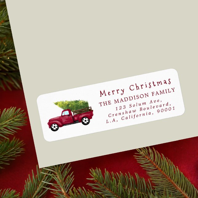 Étiquette d'adresse de retour de camion de Noël ro (Créateur téléchargé)