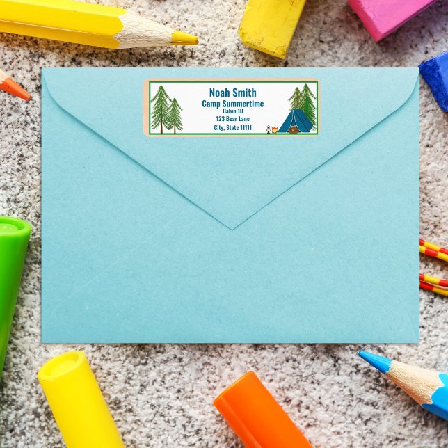 Étiquette d'adresse de retour de camping Bear Camp (Créateur téléchargé)