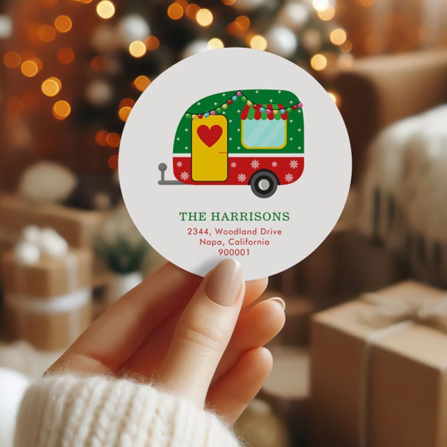 Étiquette d'adresse de retour de caravane festive  (Créateur téléchargé)
