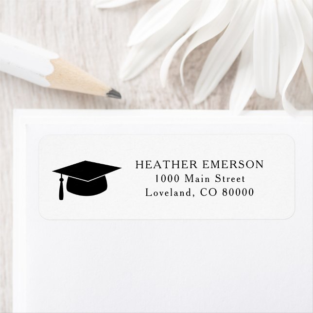 Étiquette d'adresse de retour de casquette de remi (Graduation Cap Return Address Label by Painted Paperie)
