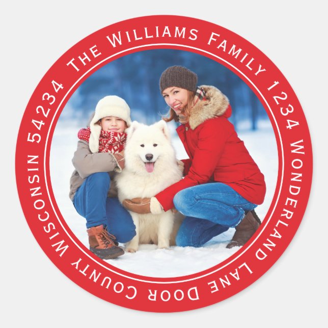 Étiquette d'adresse de retour de cercle de photo C (Devant)