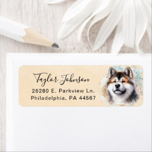 Étiquette d'adresse de retour de chien Akita