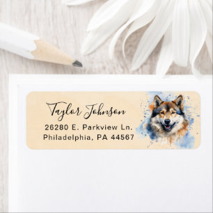 Étiquette d'adresse de retour de chien Akita