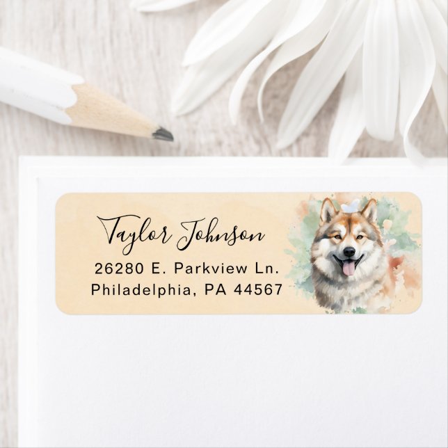 Étiquette d'adresse de retour de chien Akita (En situation)