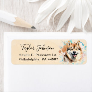 Étiquette d'adresse de retour de chien Akita
