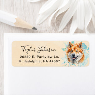 Étiquette d'adresse de retour de chien Akita