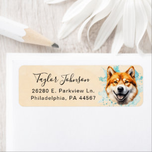 Étiquette d'adresse de retour de chien Akita