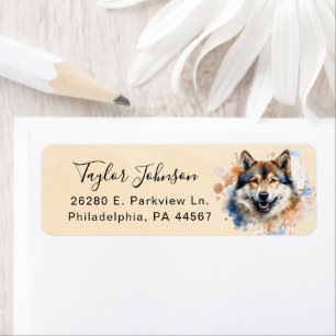 Étiquette d'adresse de retour de chien Akita