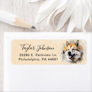 Étiquette d'adresse de retour de chien Akita