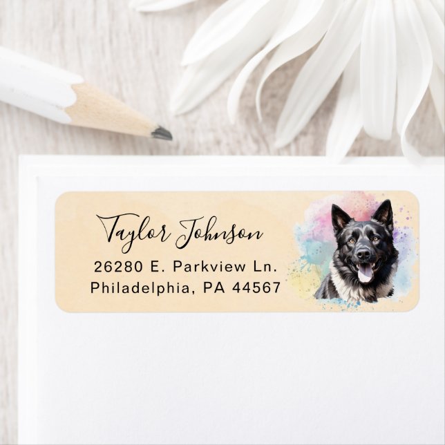Étiquette d'adresse de retour de chien Akita (En situation)