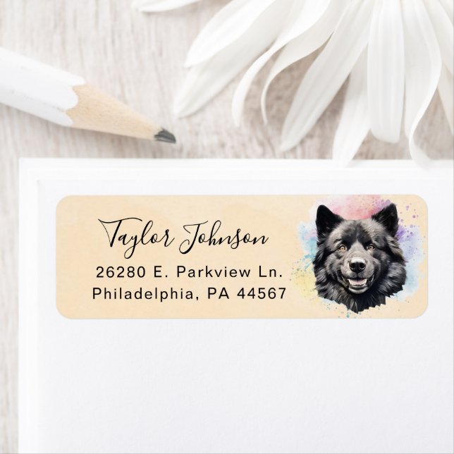 Étiquette d'adresse de retour de chien Akita (En situation)