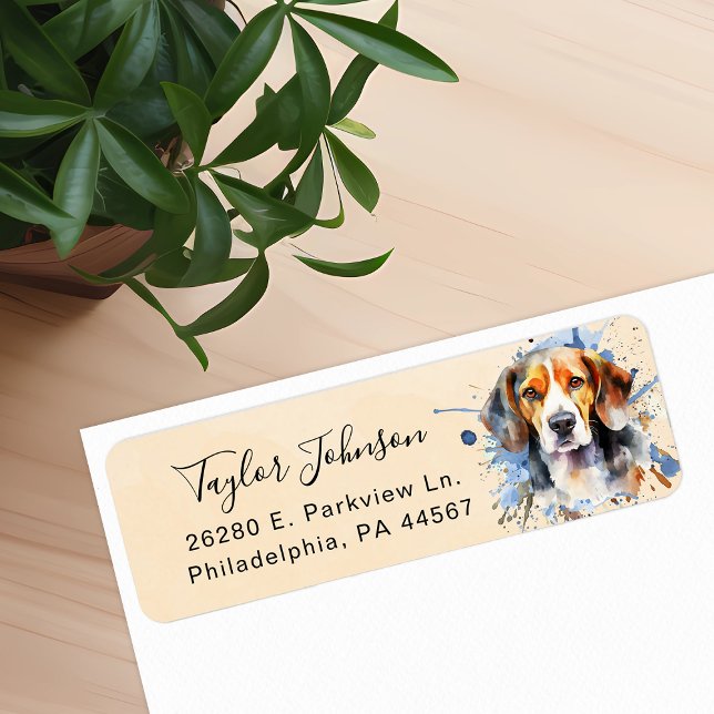 Étiquette d'adresse de retour de chien Beagle (Créateur téléchargé)