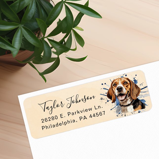 Étiquette d'adresse de retour de chien Beagle (Créateur téléchargé)