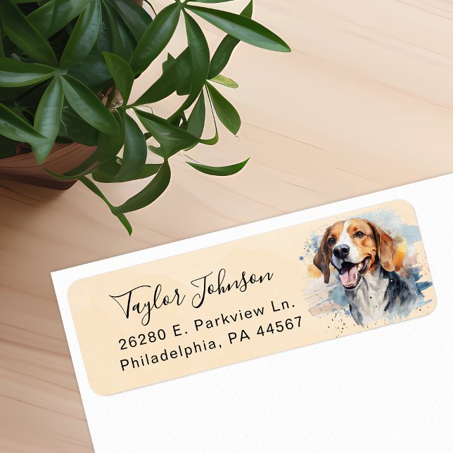 Étiquette d'adresse de retour de chien Beagle (Créateur téléchargé)