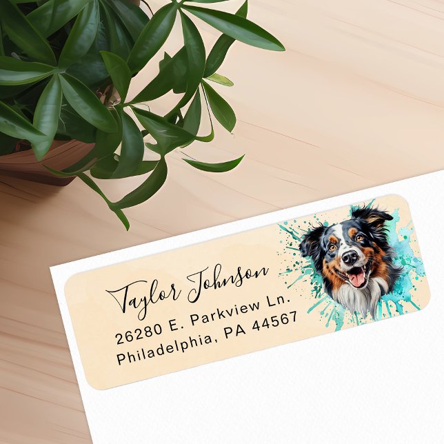 Étiquette d'adresse de retour de chien berger aust (Créateur téléchargé)