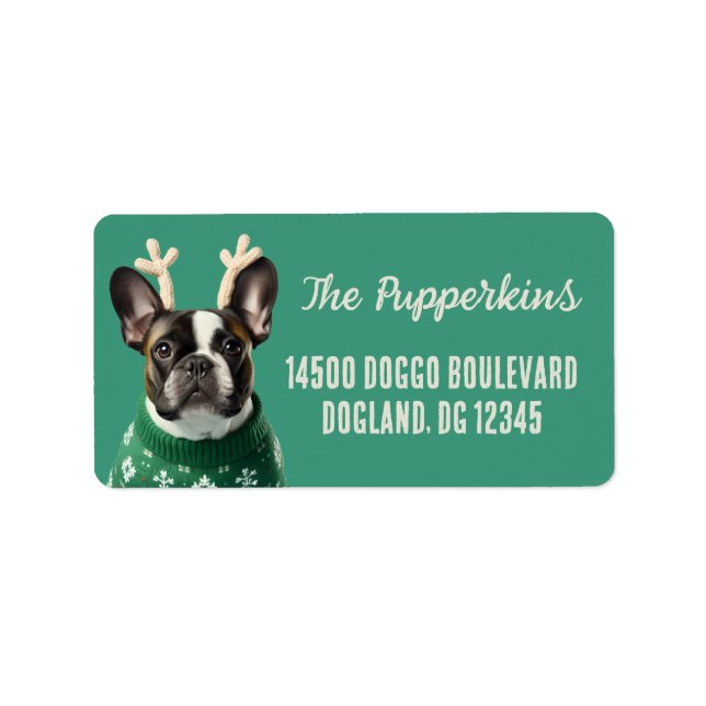 Étiquette d'adresse de retour de chien bouledogue  (Devant)