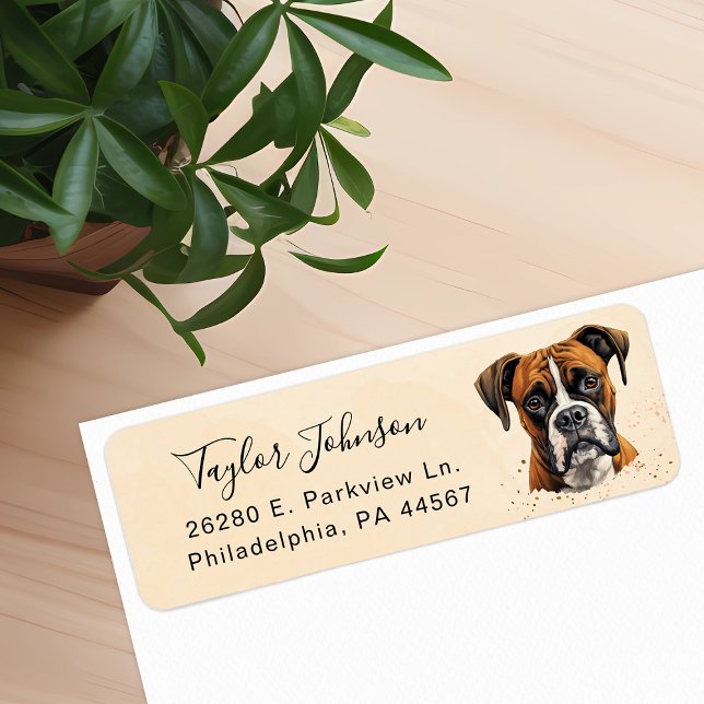 Étiquette d'adresse de retour de chien Boxer (Créateur téléchargé)
