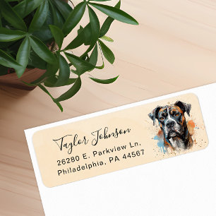 Étiquette d'adresse de retour de chien Boxer