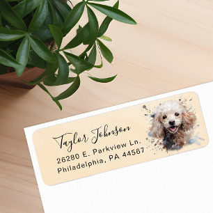 Étiquette d'adresse de retour de chien caniche