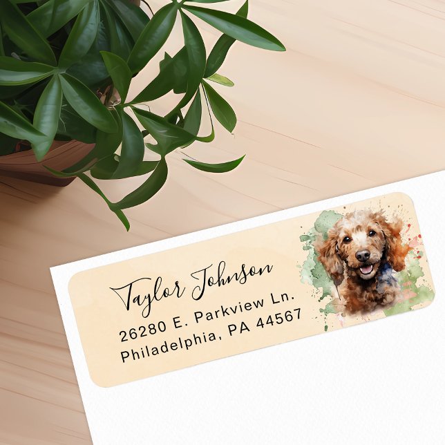 Étiquette d'adresse de retour de chien caniche (Créateur téléchargé)