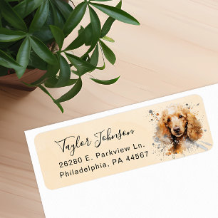 Étiquette d'adresse de retour de chien caniche