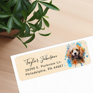 Étiquette d'adresse de retour de chien caniche