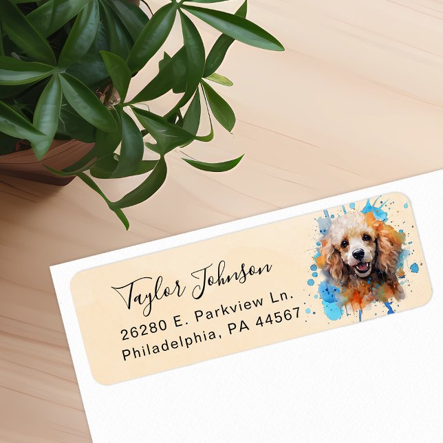 Étiquette d'adresse de retour de chien caniche (Créateur téléchargé)