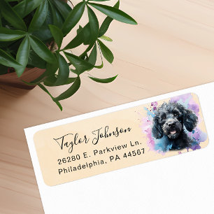 Étiquette d'adresse de retour de chien caniche